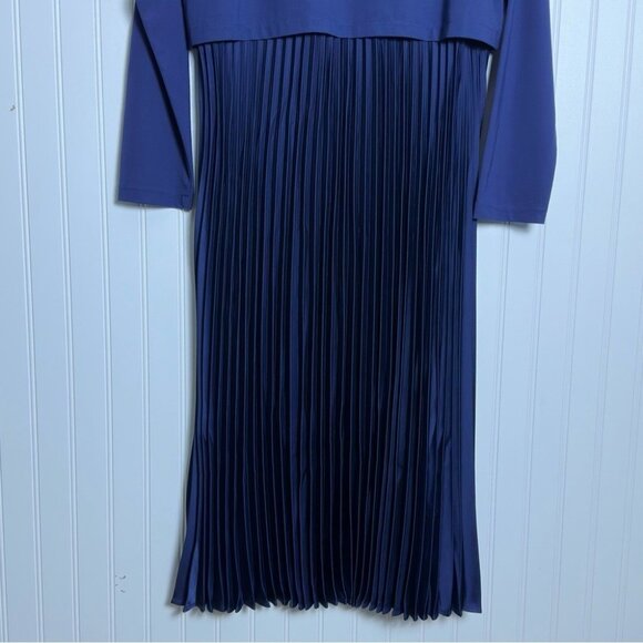 Soft surroundings Cassandra Dress Elegant Navy Pleated Midi Dress Large Casual - Picture 11 of 13